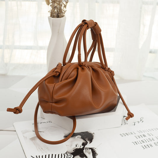 The New Trendy Leather Hand Carry Messenger Handbag Underarm Bag Fold Dumpling Bag